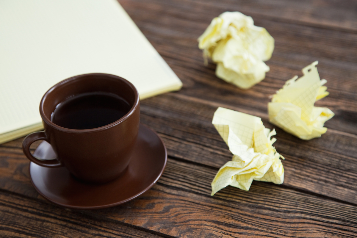 Notepad on a wooden table